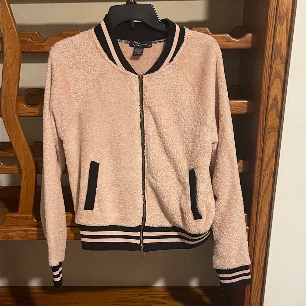 Miss Chievous Pink Teddy Jacket with Black Accents